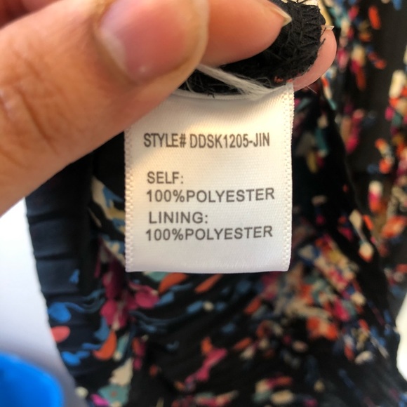 Dee Elly Black Floral Print Tiered Mini Dress Long Sleeve Smocked Waist Large - Picture 12 of 14